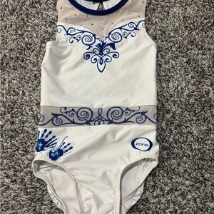 Ozone White and Blue Gymnastics Leotard